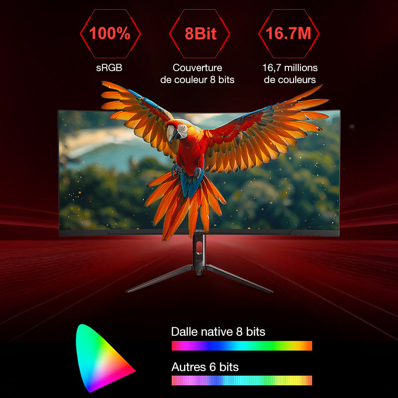 Lepow Moniteur de jeu incurvé ultra-large 34" avec taux de rafraîchissement de 165 Hz et résolution 3440 × 1440