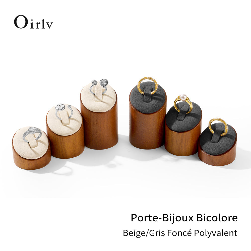 Oirlv Présentoir à bagues en bois 3 pièces | Porte-bagues cylindrique organisateur de bijoux pour commerce et maison