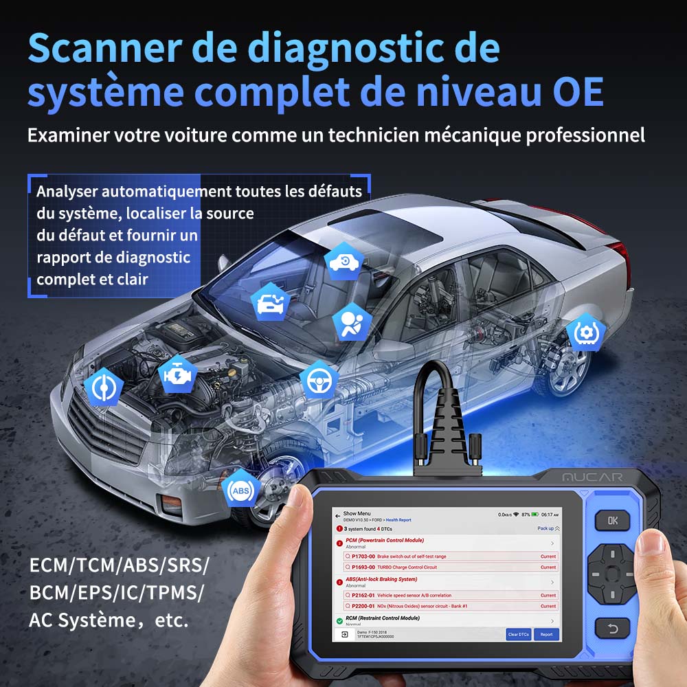 MUCAR 682 Scanner de diagnostic professionnel système complet OE, contrôle bidirectionnel, plus de 20 fonctions de réinitialisation, CAN-FD & FCA AutoAuth, diagnostic IA