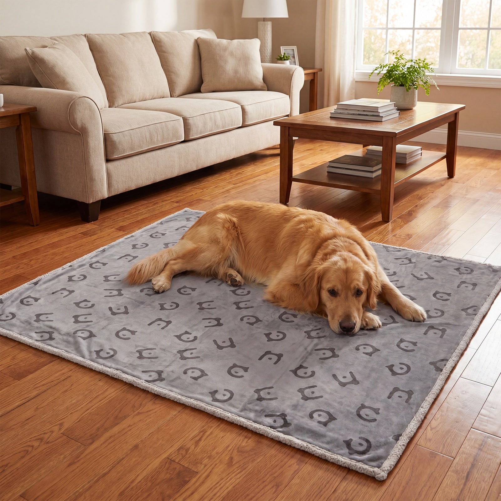 Ochama Couverture imperméable pour chien, 229 x 203 cm, couverture en polaire Sherpa pour animaux, lavable en machine, protège-canapé pour chien réversible, gris