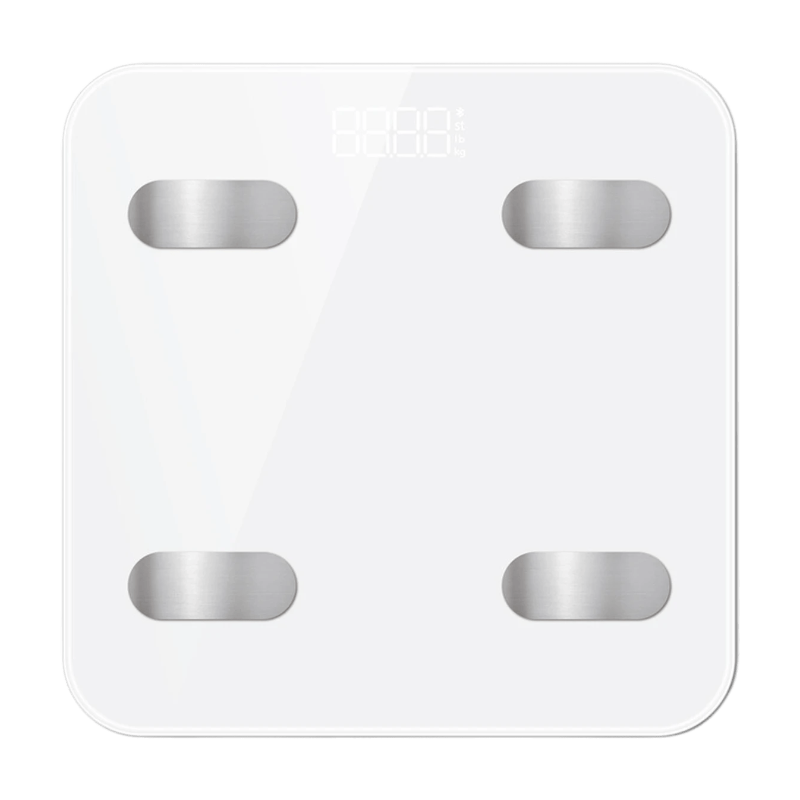 Balance connectée de masse corporelle en verre trempé avec grand plateau, écran LED, 24 indicateurs corporels - Capacité 180 kg