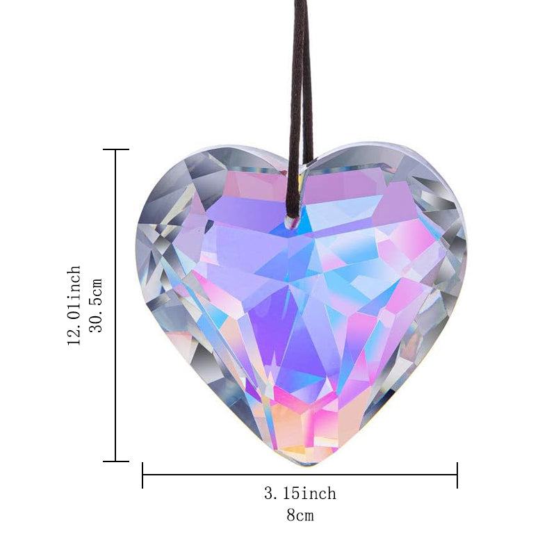 JU7CER 1PC Pendentif Prismatique en Cristal en Forme de Cœur - Décoration Suspendue, Capteur de Lumière Arc-en-Ciel pour Jardin, Mariages et Noël