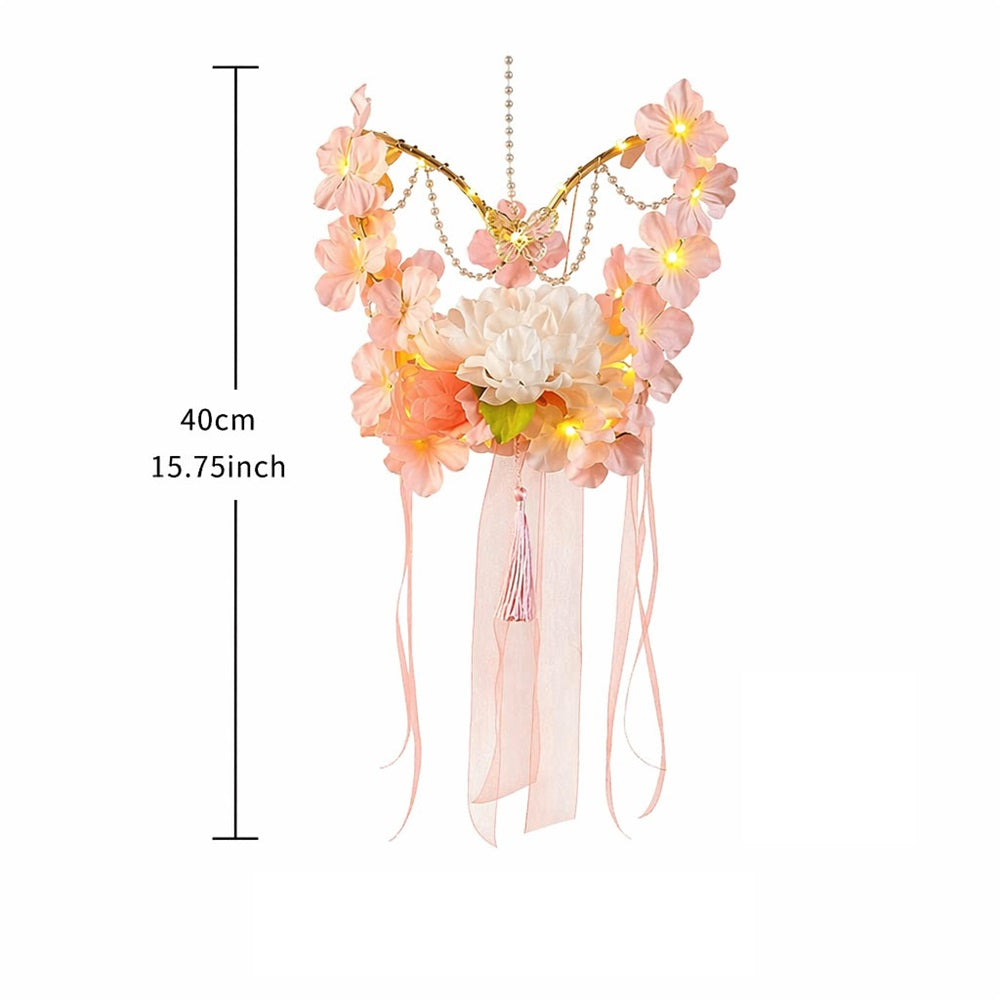 Huacan Lanterne rose, Hanfu style ancien, Lanterne à main, Lanterne lumineuse papillon, Tour de nuit, Accessoire de photographie, Décoration de palais avec lanternes, Accessoires 1 pc