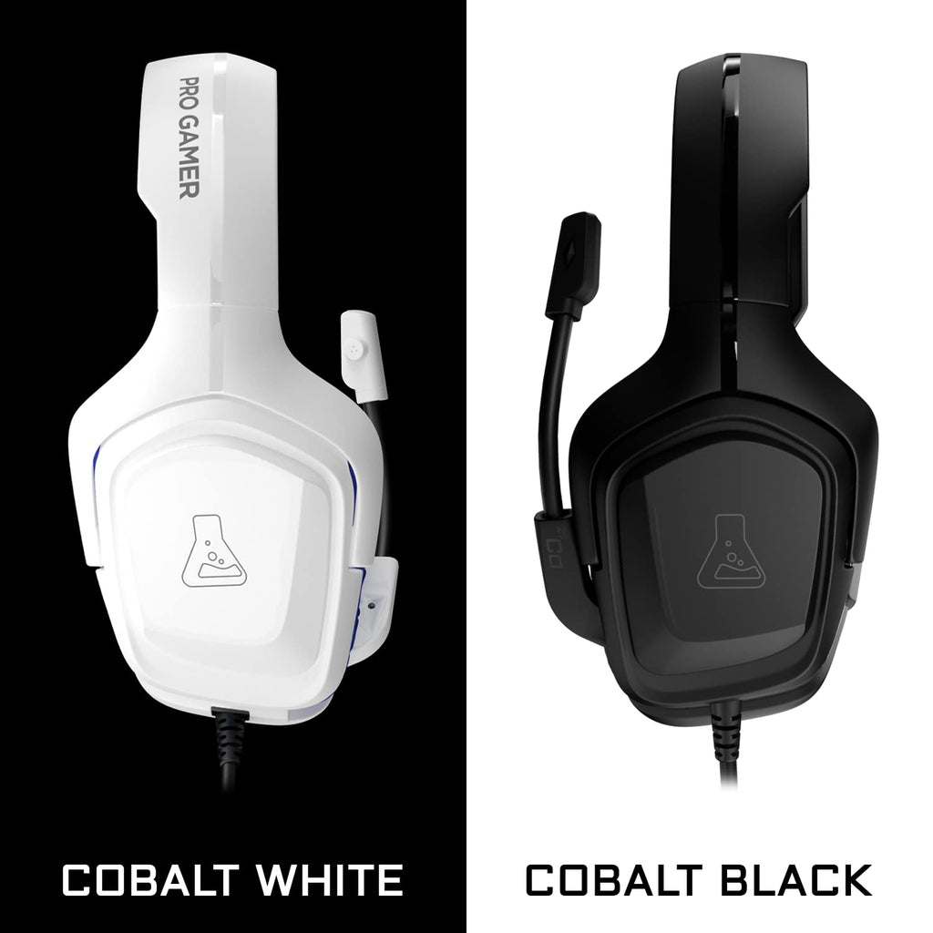 THE G-LAB Korp Cobalt Casque Gaming Filaire (Prise 3.5mm) - Micro Intégré - PC, PS4, PS5, Xbox One, Mac, Switch & Plus - Blanc
