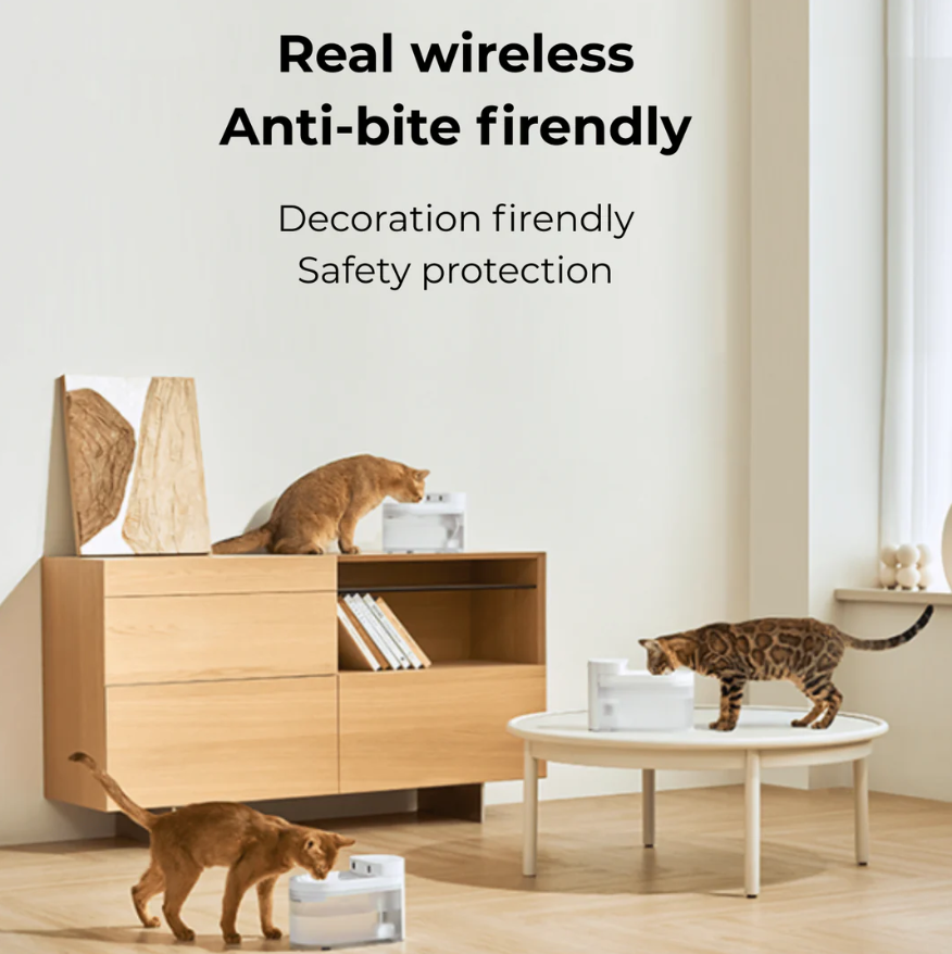 Catlink Pure 3 Fontaine à eau avec 4 modes de fonctionnement pour animaux, autonomie ultra-longue, double système de filtration et batterie 5000 mAh - Blanc