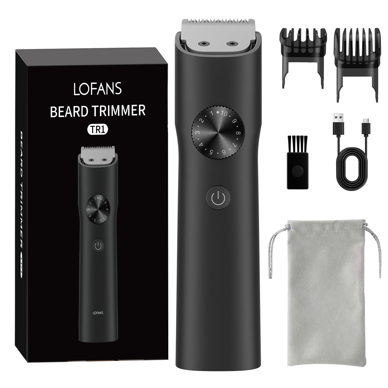 Tondeuse à barbe pour hommes, tondeuse sans fil étanche avec 40 réglages de longueur ajustables, écran LED, rasoir électrique rechargeable par USB pour hommes, kit de toilettage précis pour la barbe, les cheveux du visage et les voyages