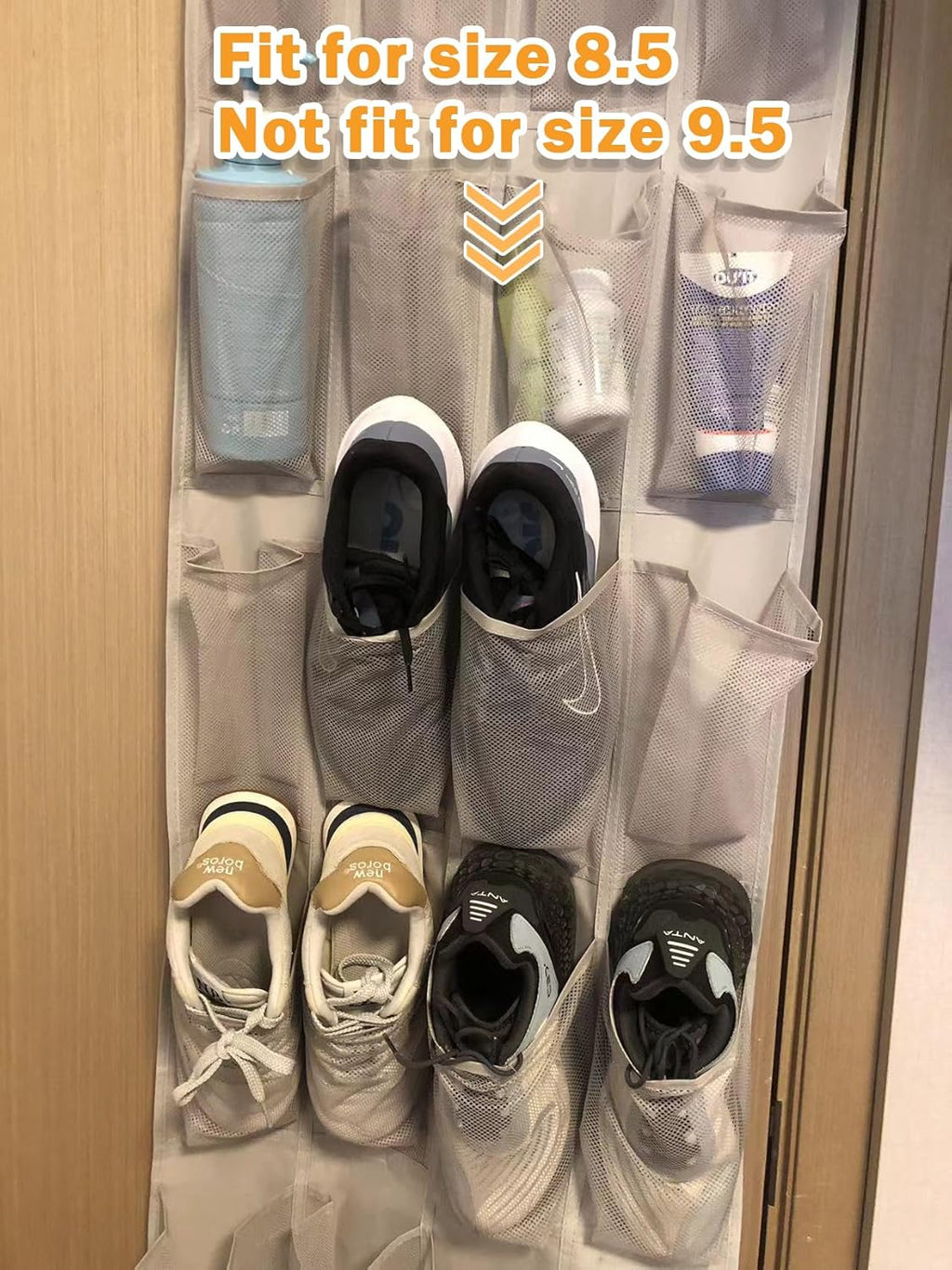 ANQI Étagère à chaussures portable en maille Gris clair 2,76 x 18,9 x 67,2 po Cadre métallique Rangement à chaussures