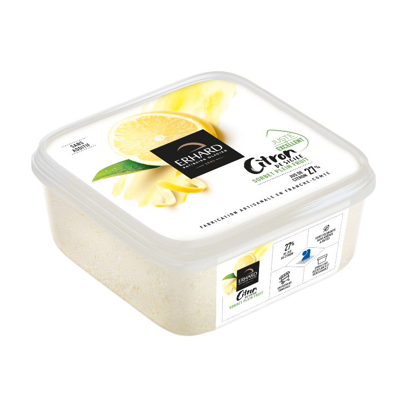 ERHARD Sorbet plein fruit citron de Sicile - 488 g