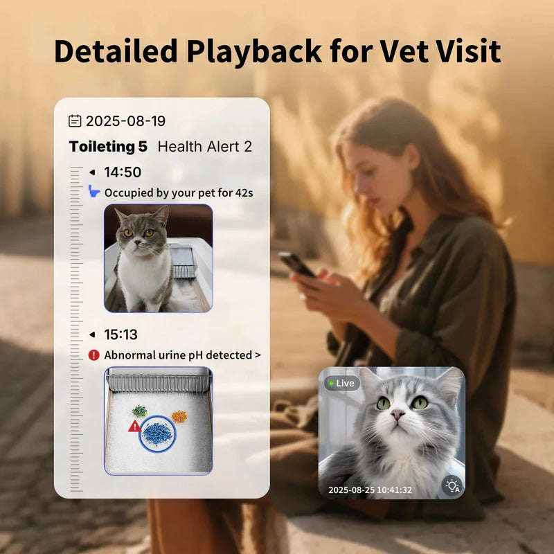 PETKIT PUROBOT CRYSTAL DUO, Nettoyage mains libres jusqu'à 30 jours, Bac à litière ouvert pour chat avec éliminateur d'odeurs N60