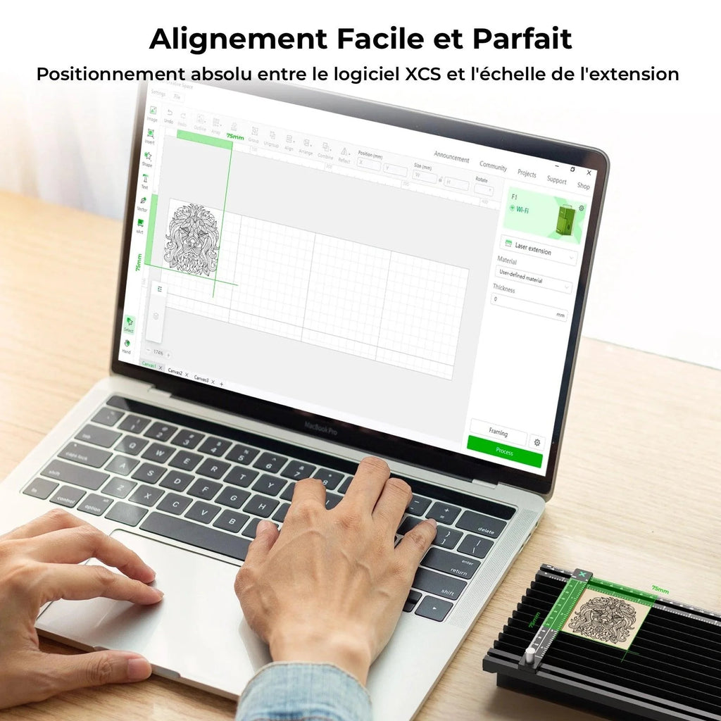 xTool Extension de glissement pour F2/F1/F1 Lite, Étendez la zone d’gravure laser à 115 x 400 mm, Gravure et découpe laser plus longues pour graveur laser