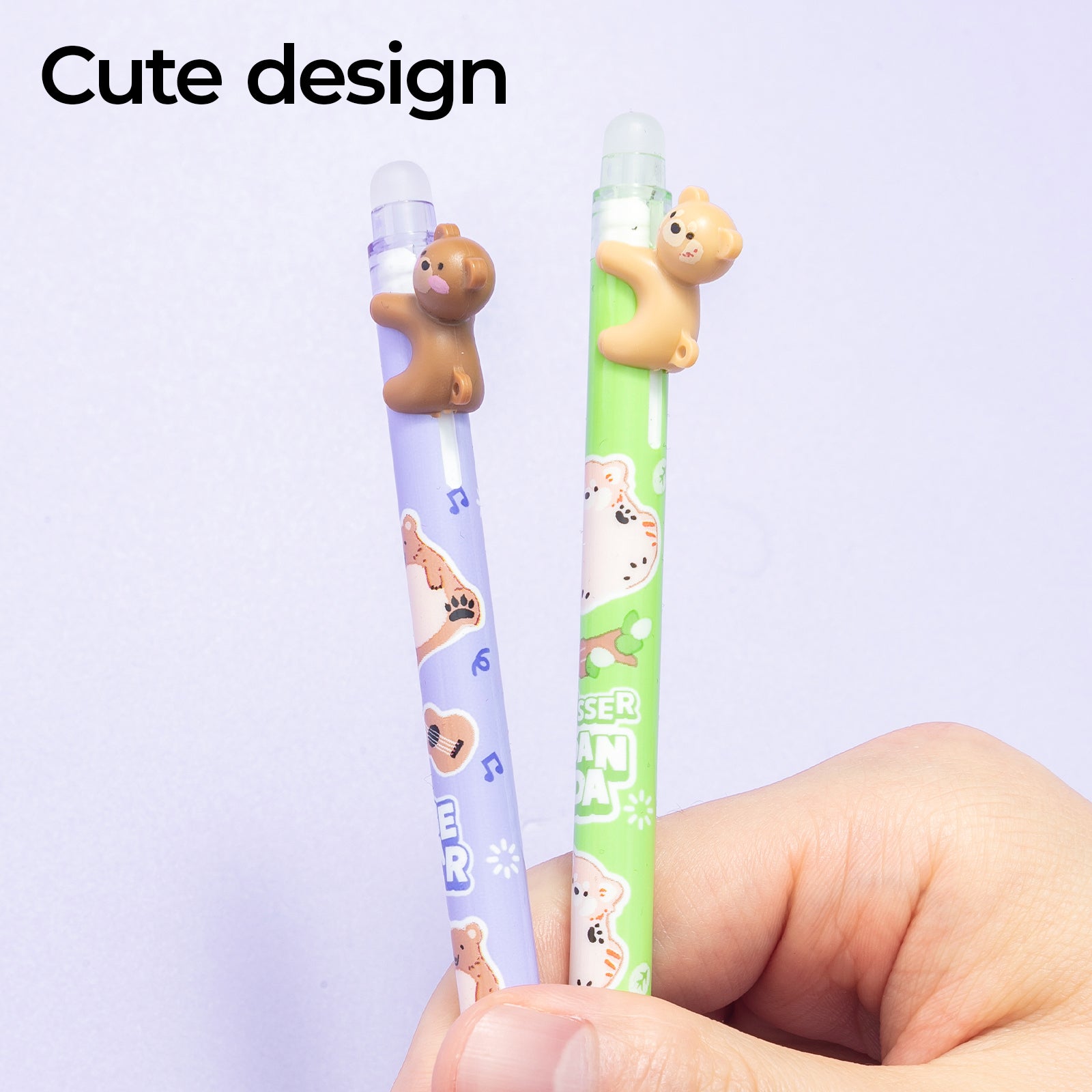 M&G Animaux en relief stylos gel effaçables, Lot de 6 stylos rétractables à encre bleu cristal, Pointe extra-fine 0,4 mm, Motif animal mignon