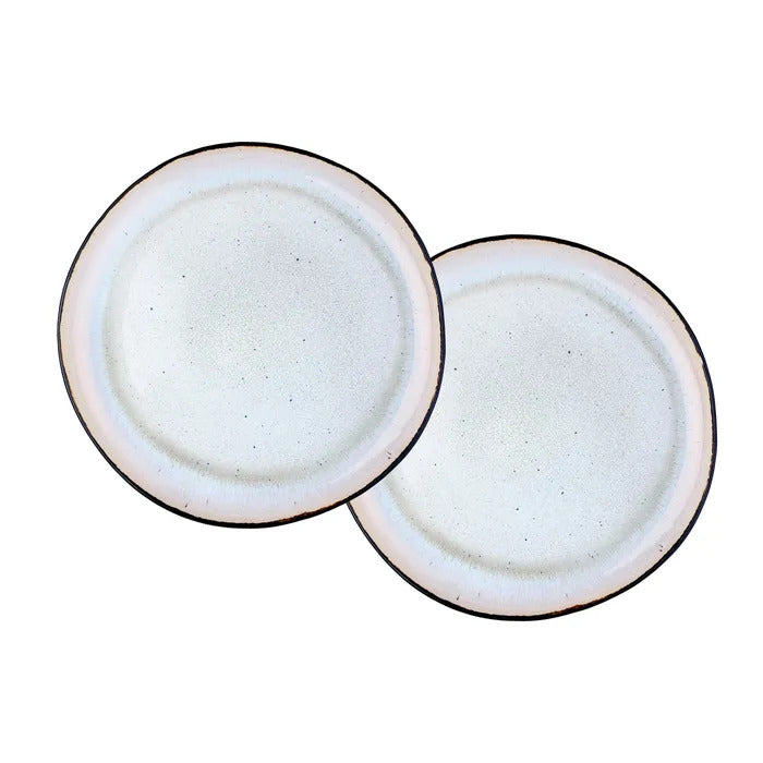 BJÖRN IRIS Lot de 2 plateaux de service blanc ivoire - Ø 32 cm