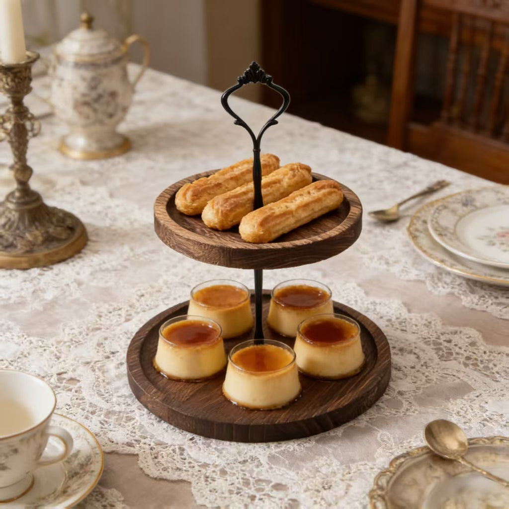 YumiPLUS Présentoir à cupcakes en bois à 2 niveaux, 1 ensemble