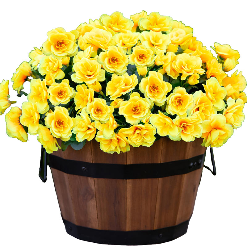 Yuejia Lot de 6 bouquets de fleurs artificielles en soie camélia jaune - 38 cm