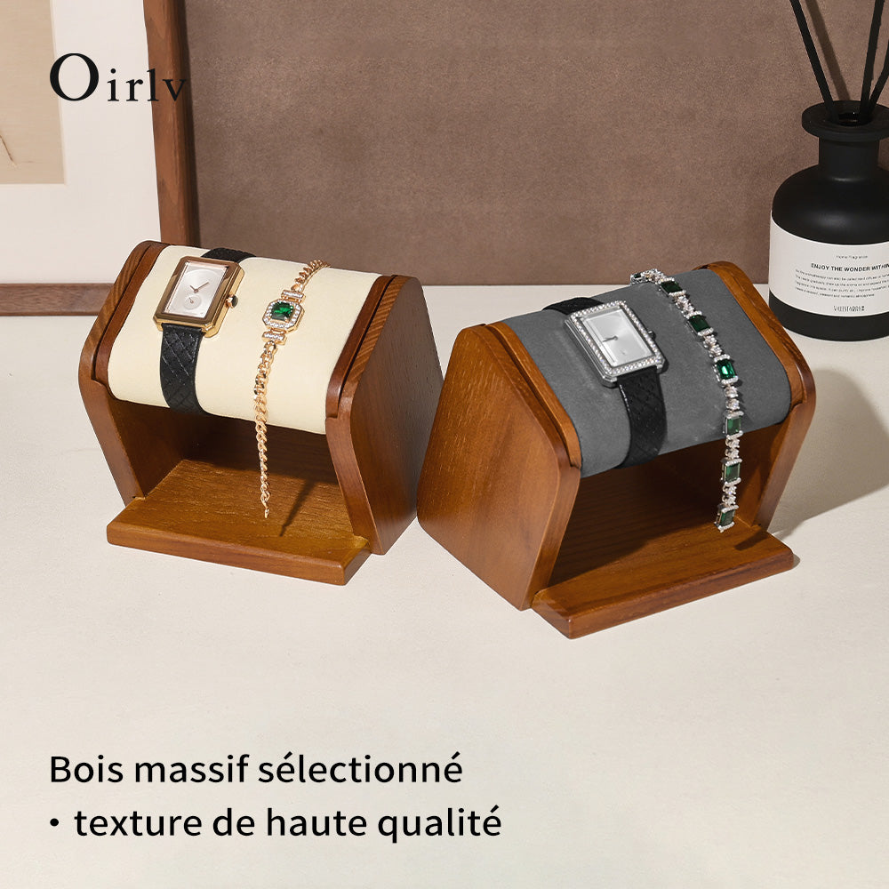 Oirlv Support de montre, Présentoir de montre et bijoux en bois, Organisateur de rangement pour vitrine