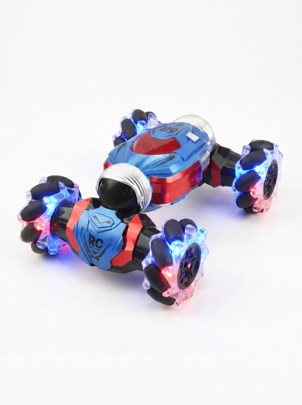S4DRC HYPER 1:16 Voiture de Cascade RC Contrôlée par Gestes, Véhicule de Drift Tout-Terrain Transformable 4WD, Doubles Radiocommandes avec Lumières LED, Cadeau Jouet pour Enfants, One Piece en Bleu