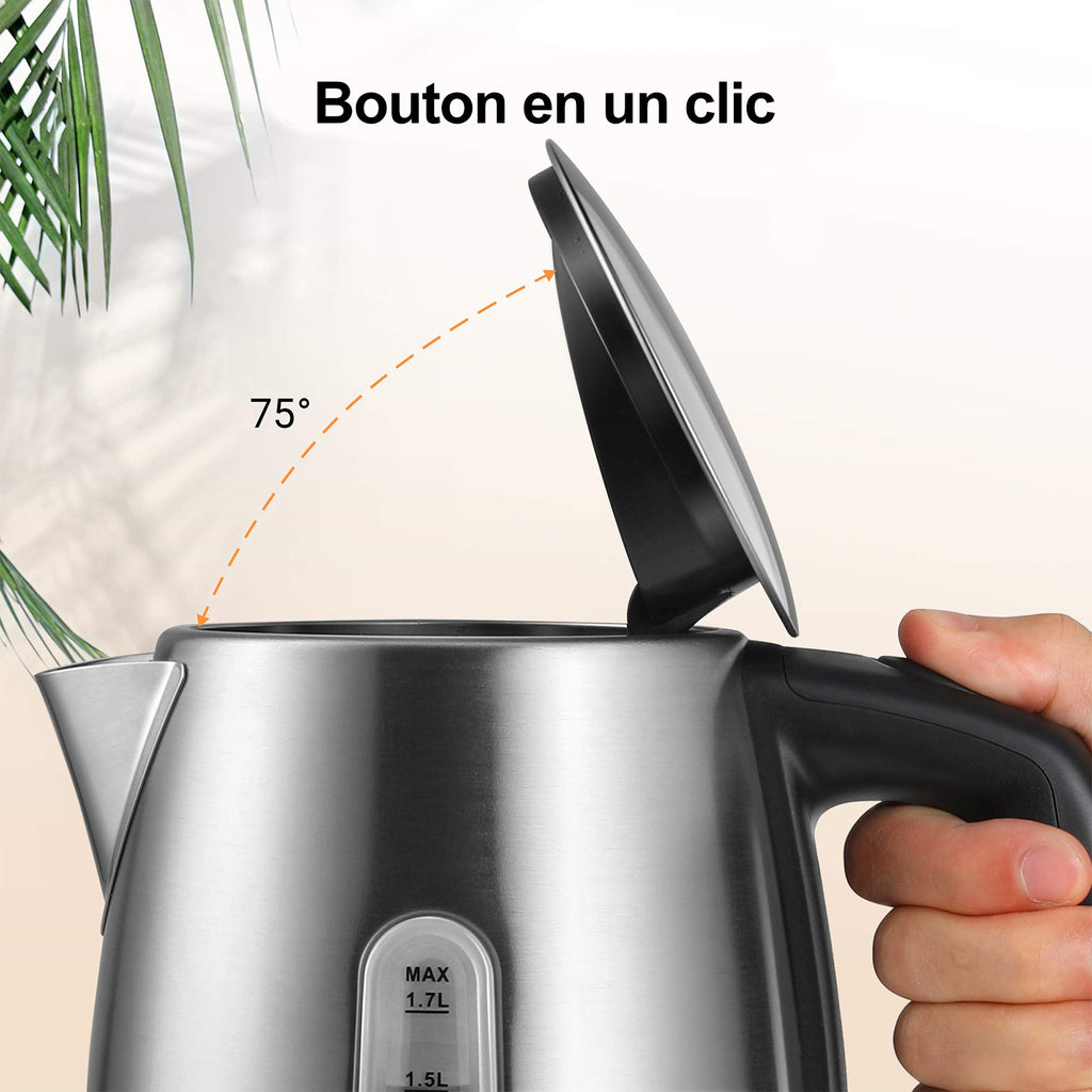 Midea Bouilloire électrique à réglage de température (40-60-70-80-90-100 °C), en acier inoxydable, 1,7 L, 2200 W, avec indicateur de niveau d’eau, fonction maintien au chaud