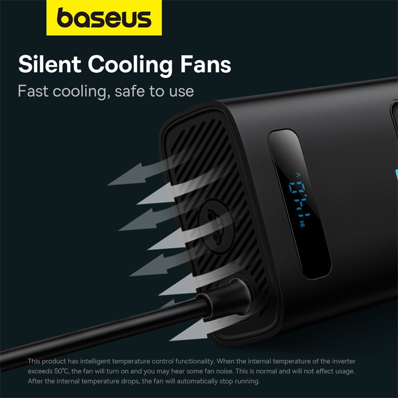 Baseus Pro Onduleur de puissance pour voiture 150 W 220 V CN/EU - Noir