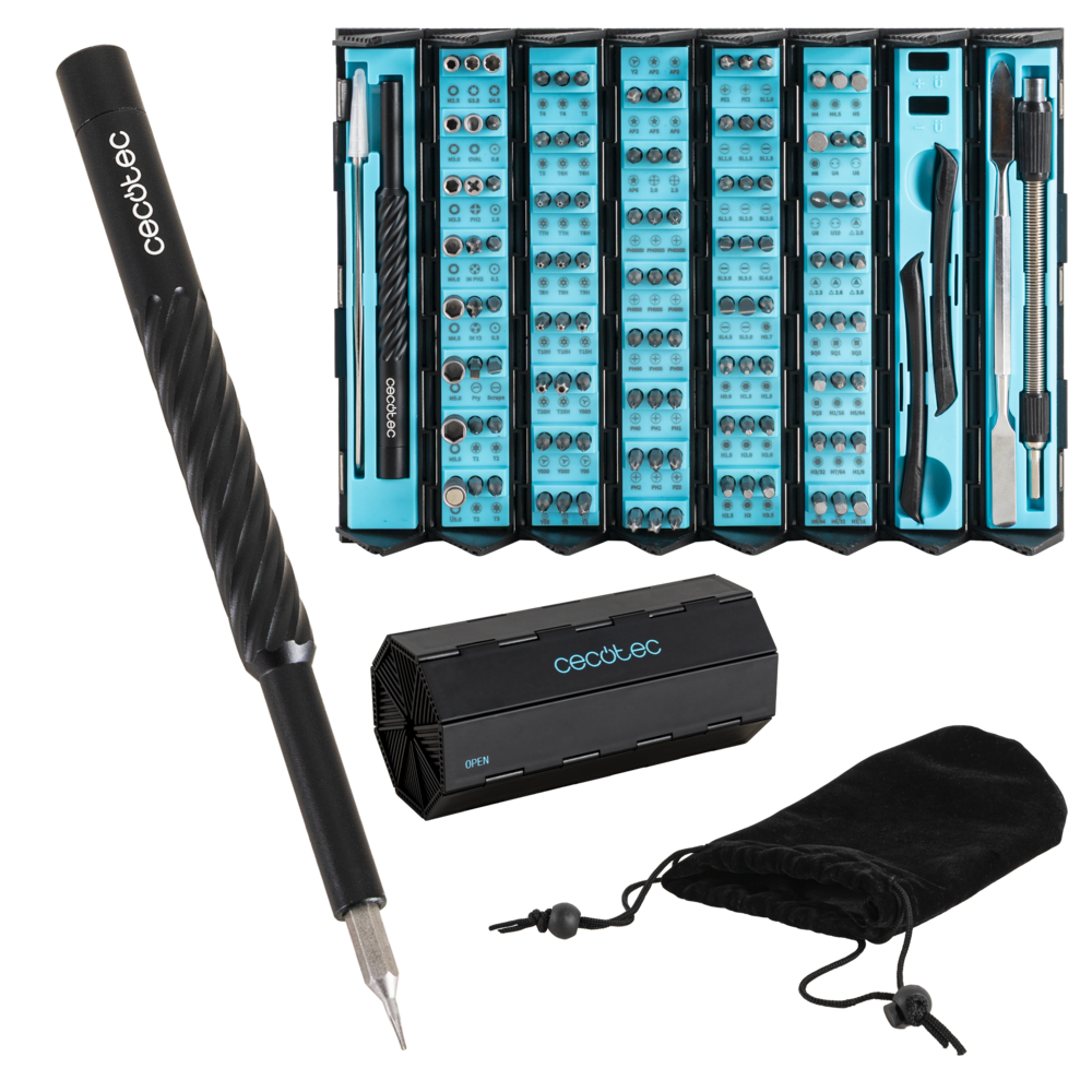 Cecotec PrecissionGyro 300 Infinity Jeu de tournevis de précision de 128 pièces - Kit d'outils de précision manuel avec embouts magnétiques