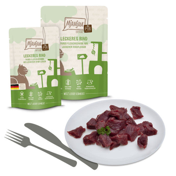 MjAMJAM Quetschie Pur aliment humide pour chat au bœuf 125 g