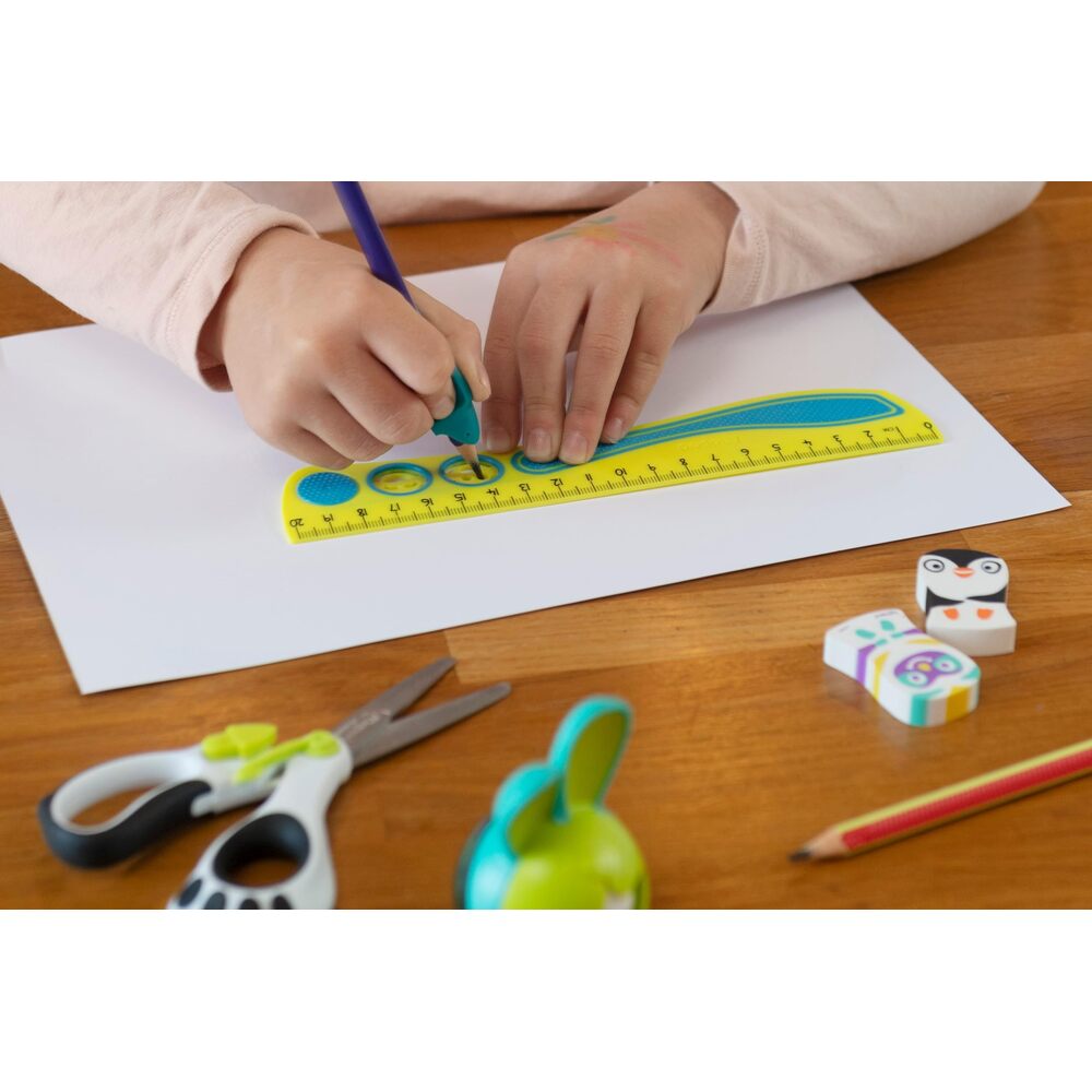 Maped Kidy'Grip Set de Règles – Règles de 20 cm + 30 cm, Système de Préhension Antidérapant, Graduations Ultra-Lisibles, Bleu/Vert