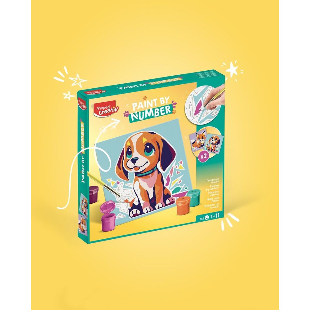 Maped Creativ Peinture par Numéros – Chien et Renard – Activité de Peinture pour Enfants
