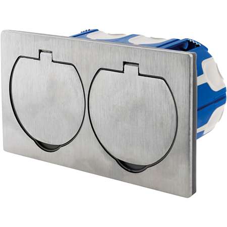 Zenitech prise avec contact de terre 16A 2P+T, finition en aluminium brossé - double certification IP55