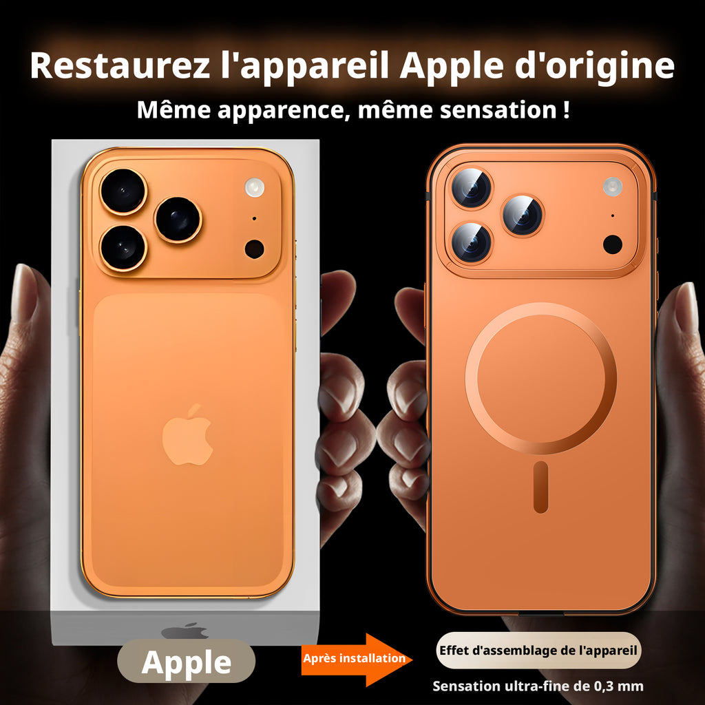 IM-CHEN Coque pour iPhone 17 Pro Max, cadre en alliage, couleur d’origine, version magnétique MagSafe, argent, 1 pièce