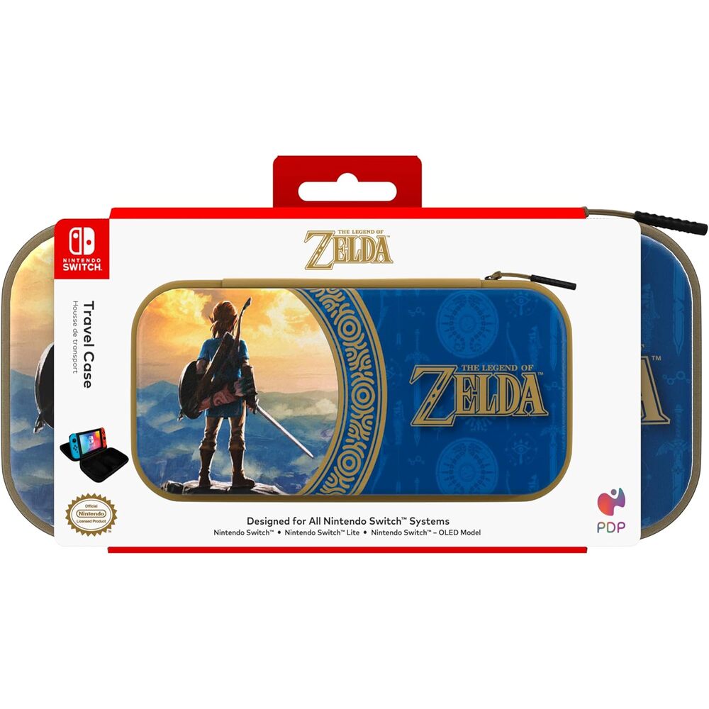 PDP Étui Rigide Travel Case Nintendo Switch, Switch Lite et Switch OLED - Rangement 14 Jeux - Pochette Velcro Ajustable - Sangle de Retrait - Licence Officielle The Legend of Zelda