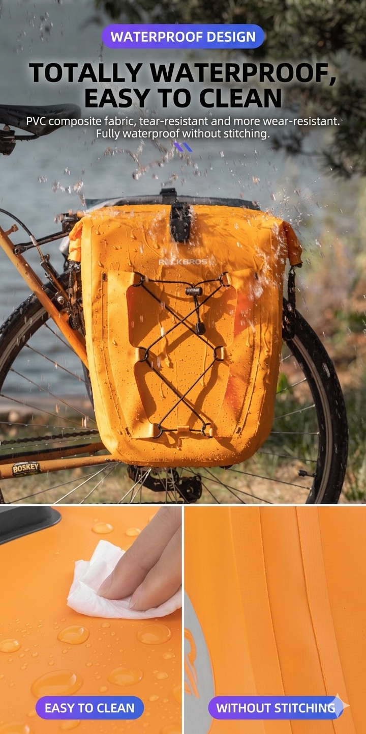 Sac de selle de vélo imperméable 30 L, sacoches de vélo à grande capacité pour VTT, vélo de route et vélo électrique, voyage et trajet quotidien, noir