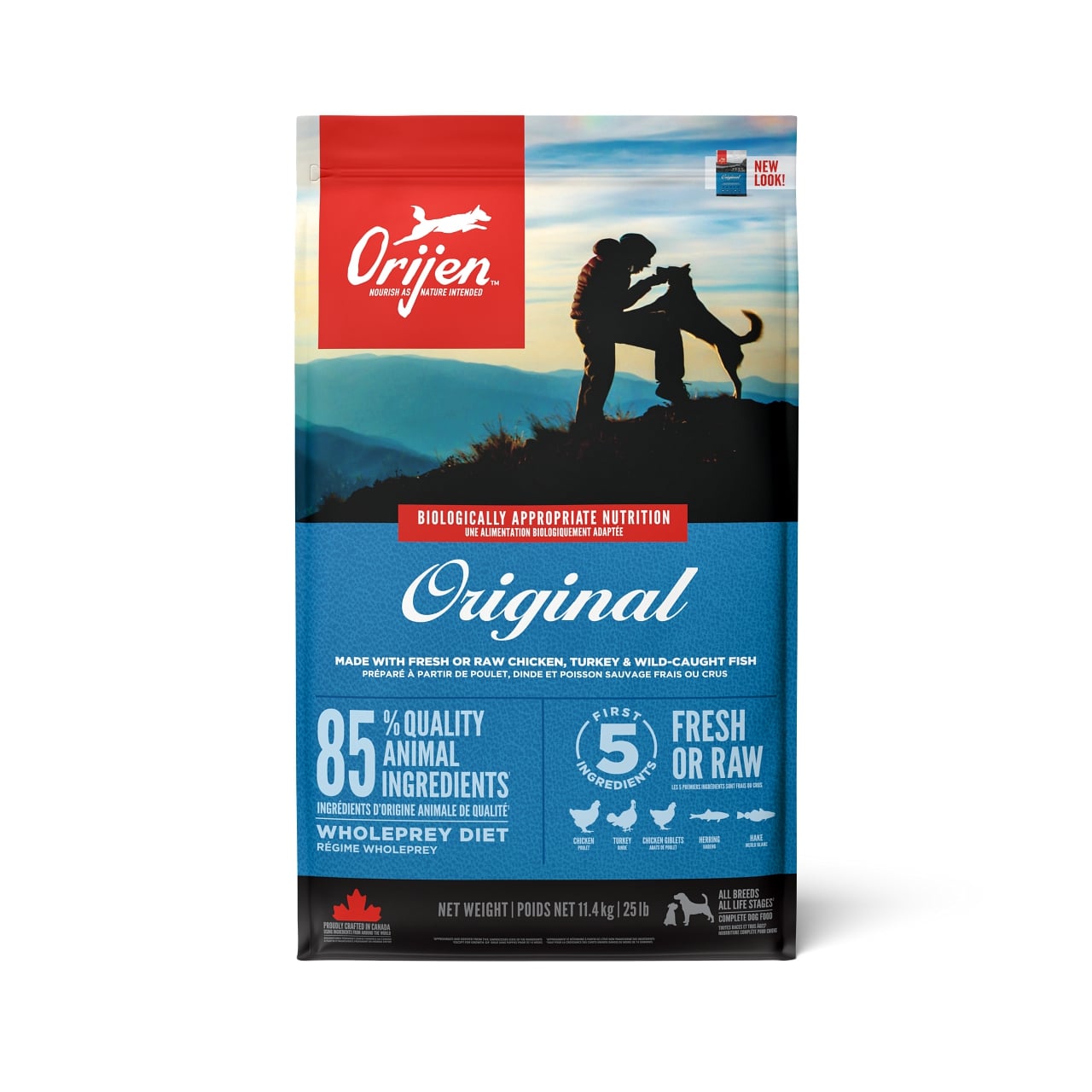 ORIJEN Croquettes pour chiens Original au poulet, dinde, poisson et œuf - 11,4 kg