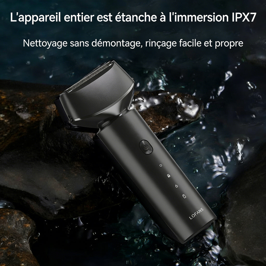 LOFANS Rasoir électrique à grille pour homme avec tête flottante à double lame, Rasoir électrique rechargeable pour rasage à sec et humide