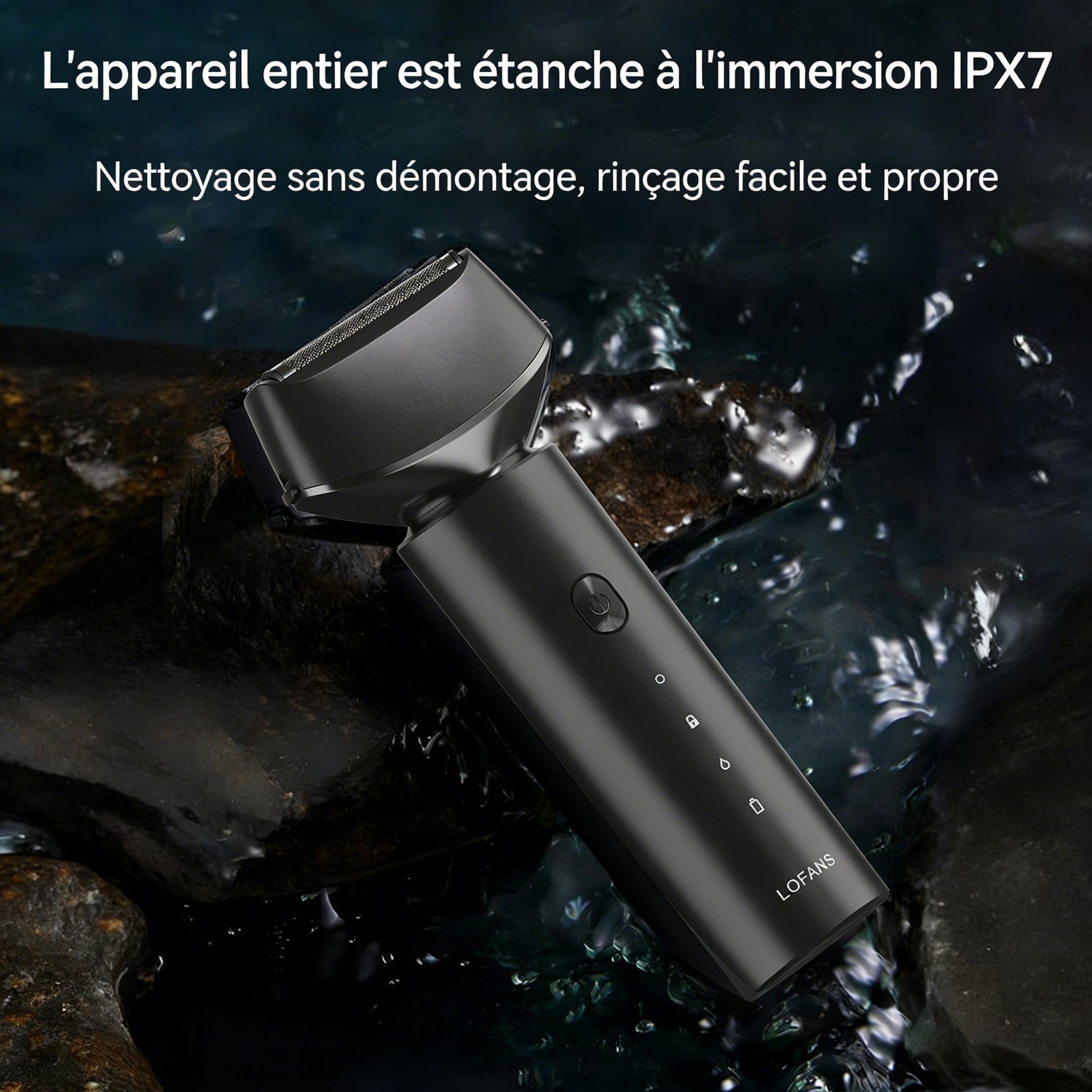 LOFANS Rasoir électrique à grille pour homme avec tête flottante à double lame, Rasoir électrique rechargeable pour rasage à sec et humide