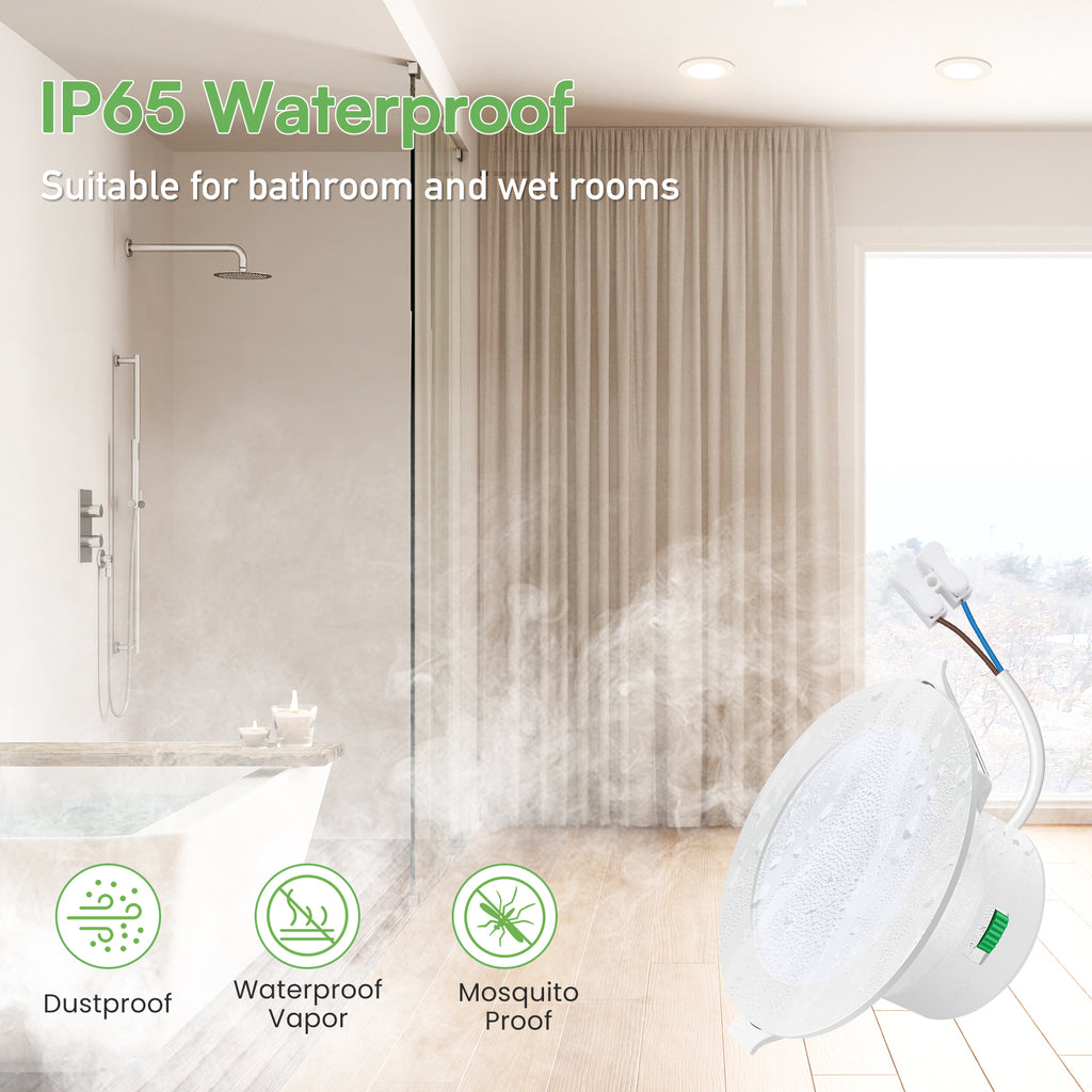 Lot de 6 Spots Encastrables LED Dimmables, 230 V, 10 W, IP65, Blanc Chaud/Neutre/Froid, pour Salle de Bain et Cuisine, Classe Énergétique D