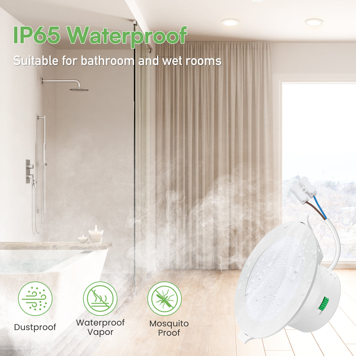Lot de 6 Spots Encastrables LED Dimmables, 230 V, 10 W, IP65, Blanc Chaud/Neutre/Froid, pour Salle de Bain et Cuisine, Classe Énergétique D
