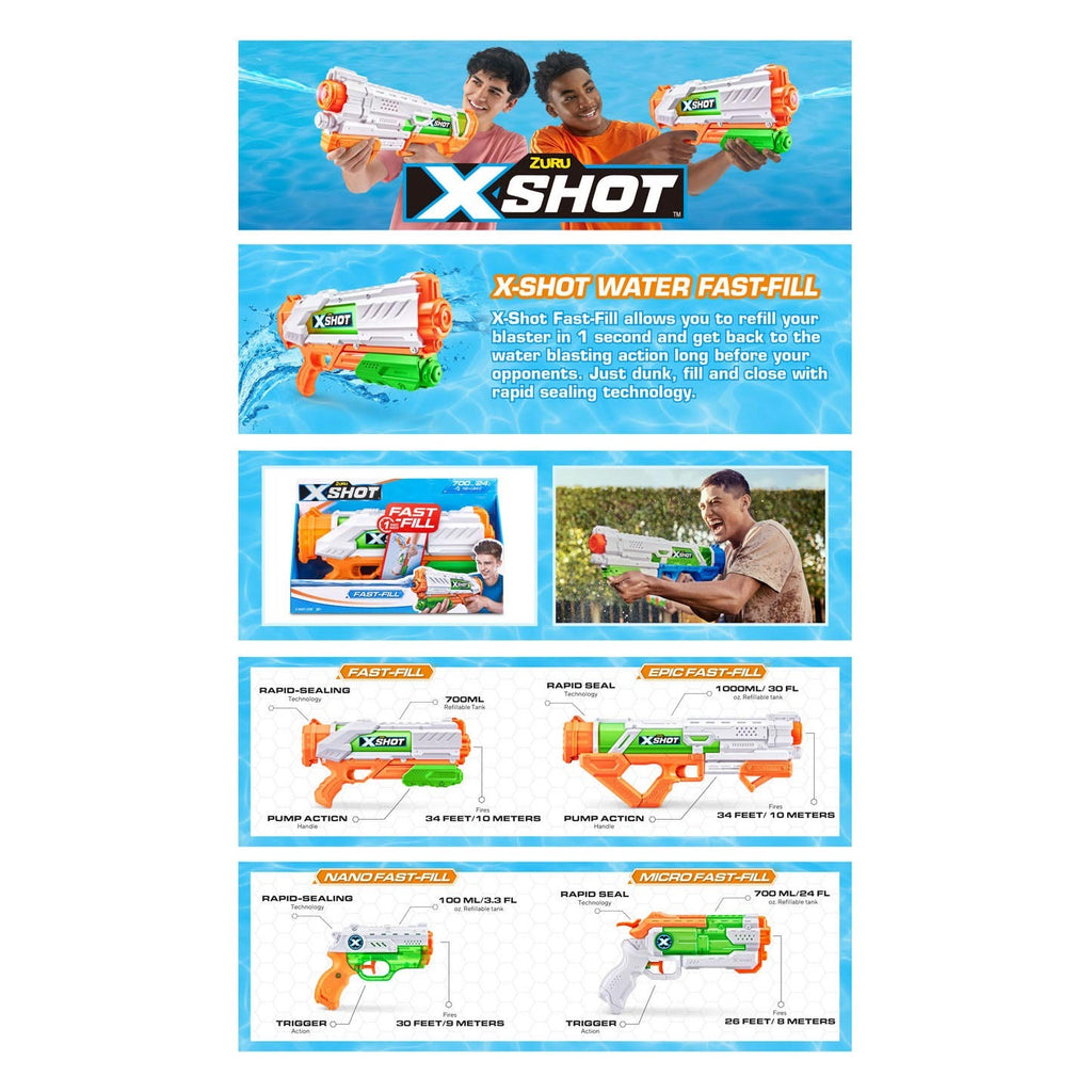 X-Shot Blaster d'eau à remplissage rapide Medium