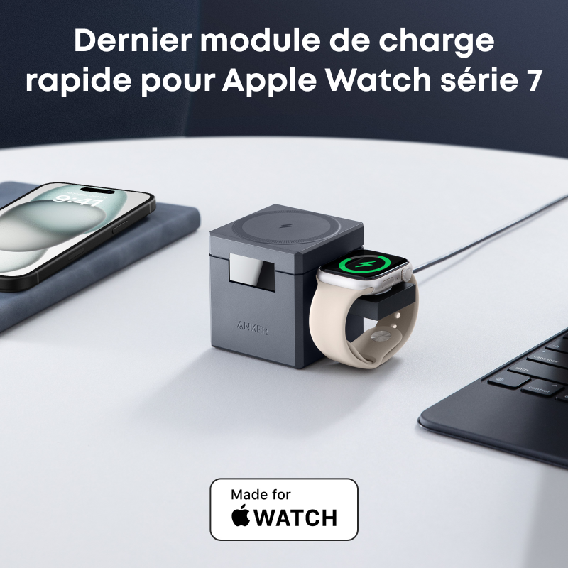 Anker Y1811G11 Chargeur mobile pour casques audio, smartphones et montres connectées - Noir, CA/USB, Sans fil, Charge rapide