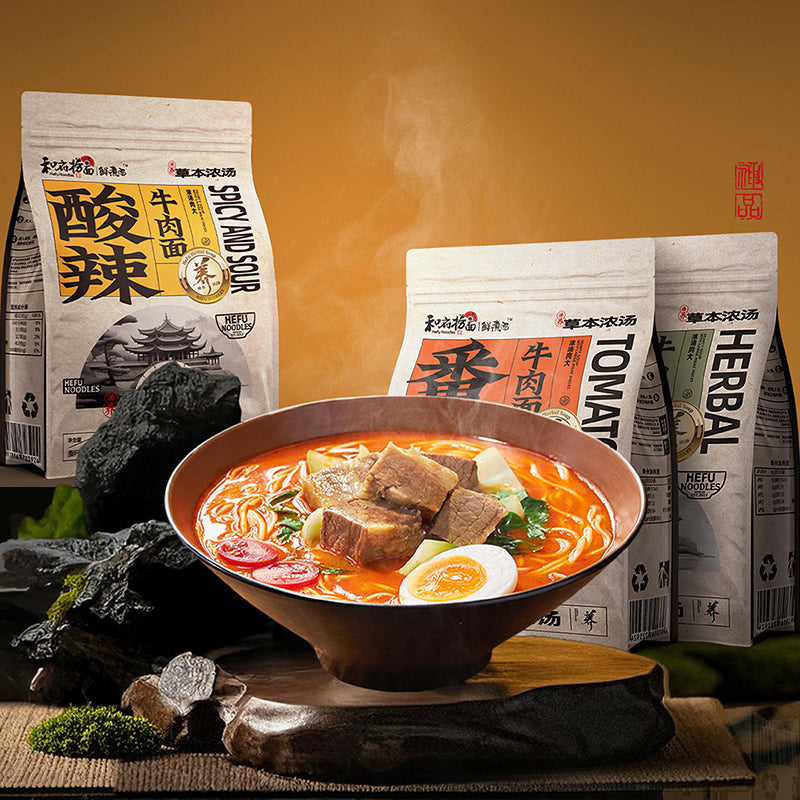 Hefu noodle Nouilles au bœuf et à la tomate 242 g