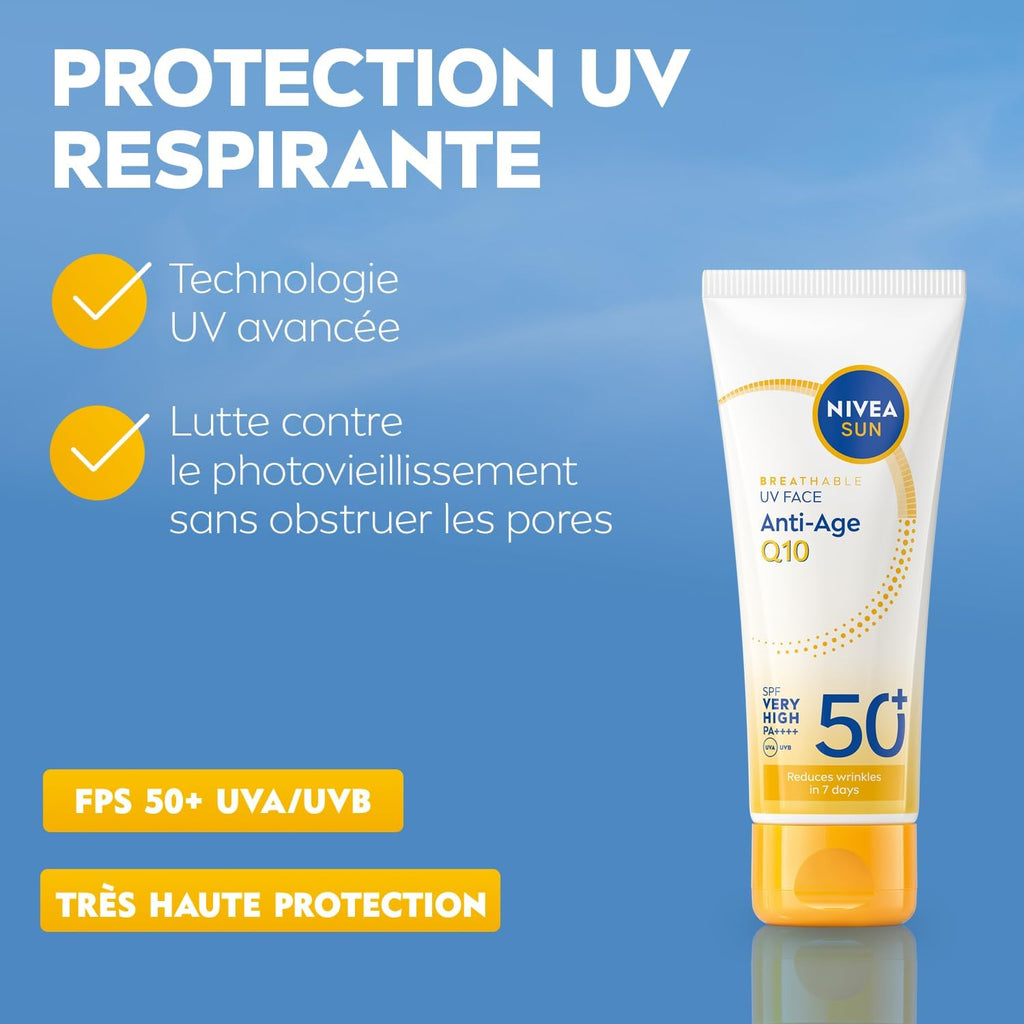 NIVEA SUN Crème solaire visage anti-âge Q10 SPF 50 - 40 ml