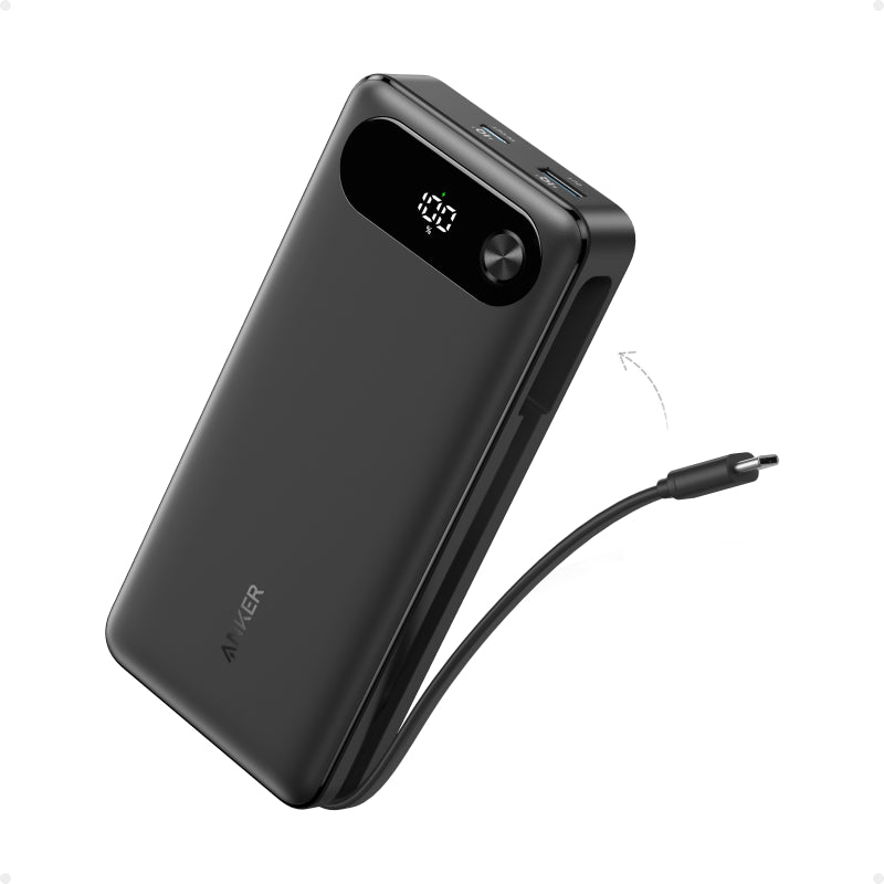 Anker batterie externe 20K mAh 87W avec câble USB-C intégré version noire, fourniture exclusive pour entreprises（hors Chine et Europe）première génération