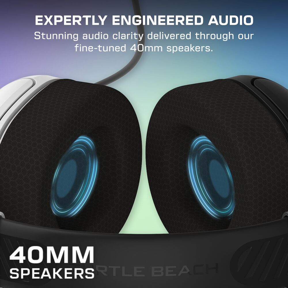 TURTLE BEACH Airlite Fit Casque Gaming Filaire (Prise 3.5mm) - Micro Muet par Basculement - Nintendo Switch 2, Switch, Switch OLED, Switch Lite, PC & Mobile - Noir/Blanc