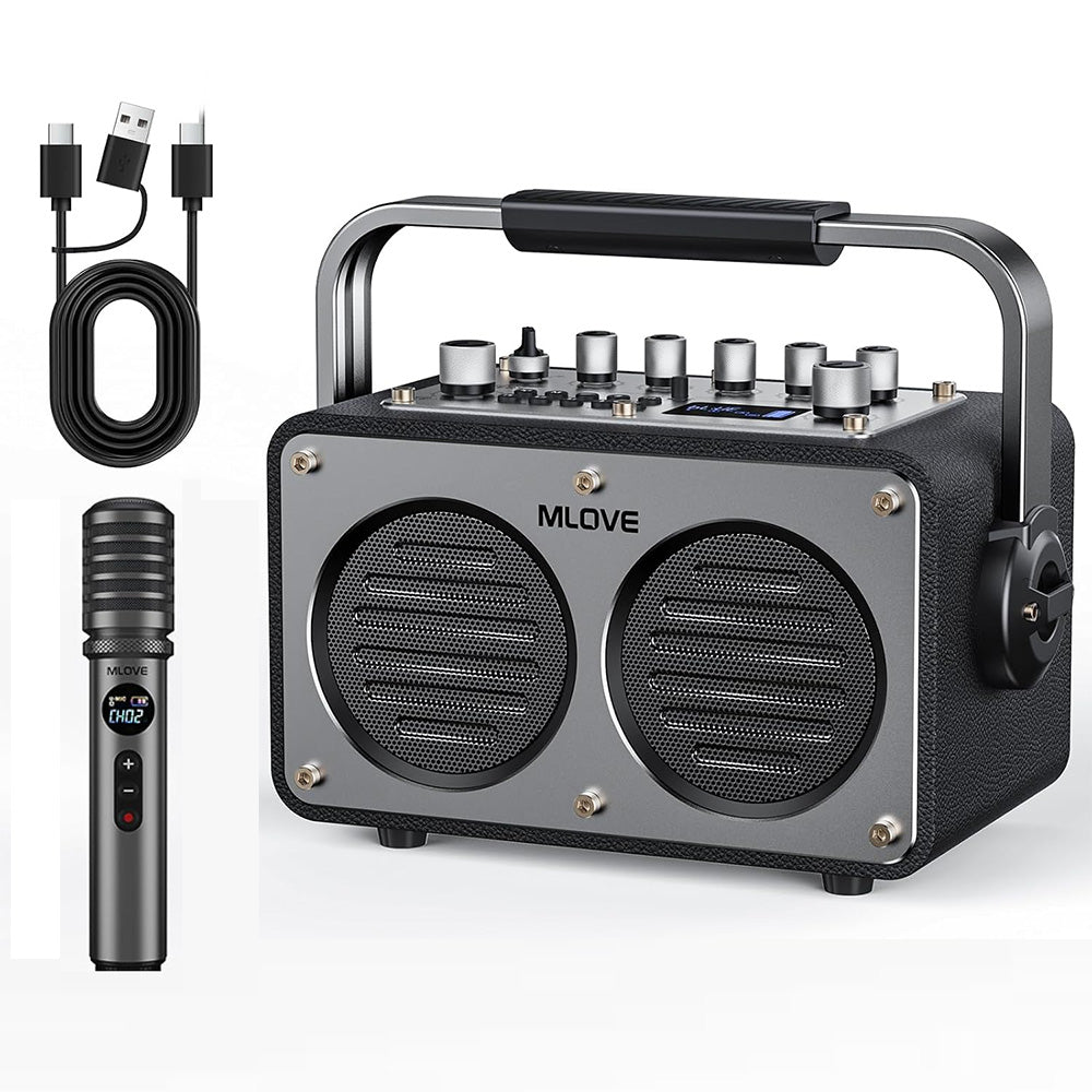 mlove Rangers S1 Machine de karaoké pour adultes avec microphone sans fil, Bluetooth 5.4, enceinte PA portable 200 W, fonction d'enregistrement, égaliseur et effets sonores