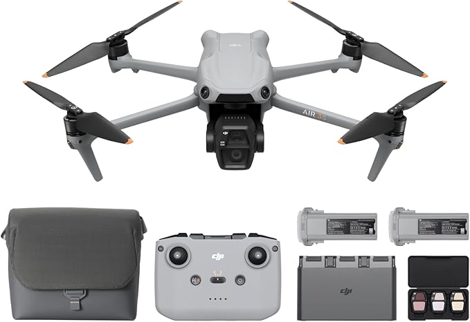 DJI Air 3S Fly More Combo RC-N3, drone avec double caméra grand-angle et téléobjectif moyen, capteur CMOS de 1 pouce, vidéo HDR 4K/60 ips, détection d'obstacles omnidirectionnelle, 3 batteries