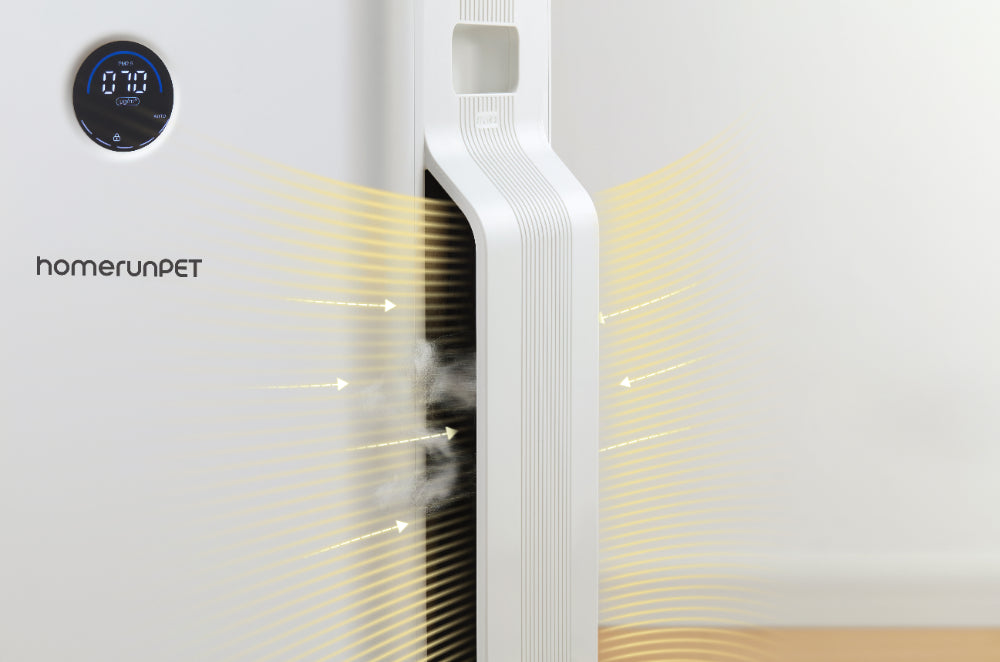 Purificateur d'air Homerunpet D1, canal d'air en forme de U à six côtés, capture efficace des poils, silencieux et efficace, protège la santé respiratoire de toute la famille