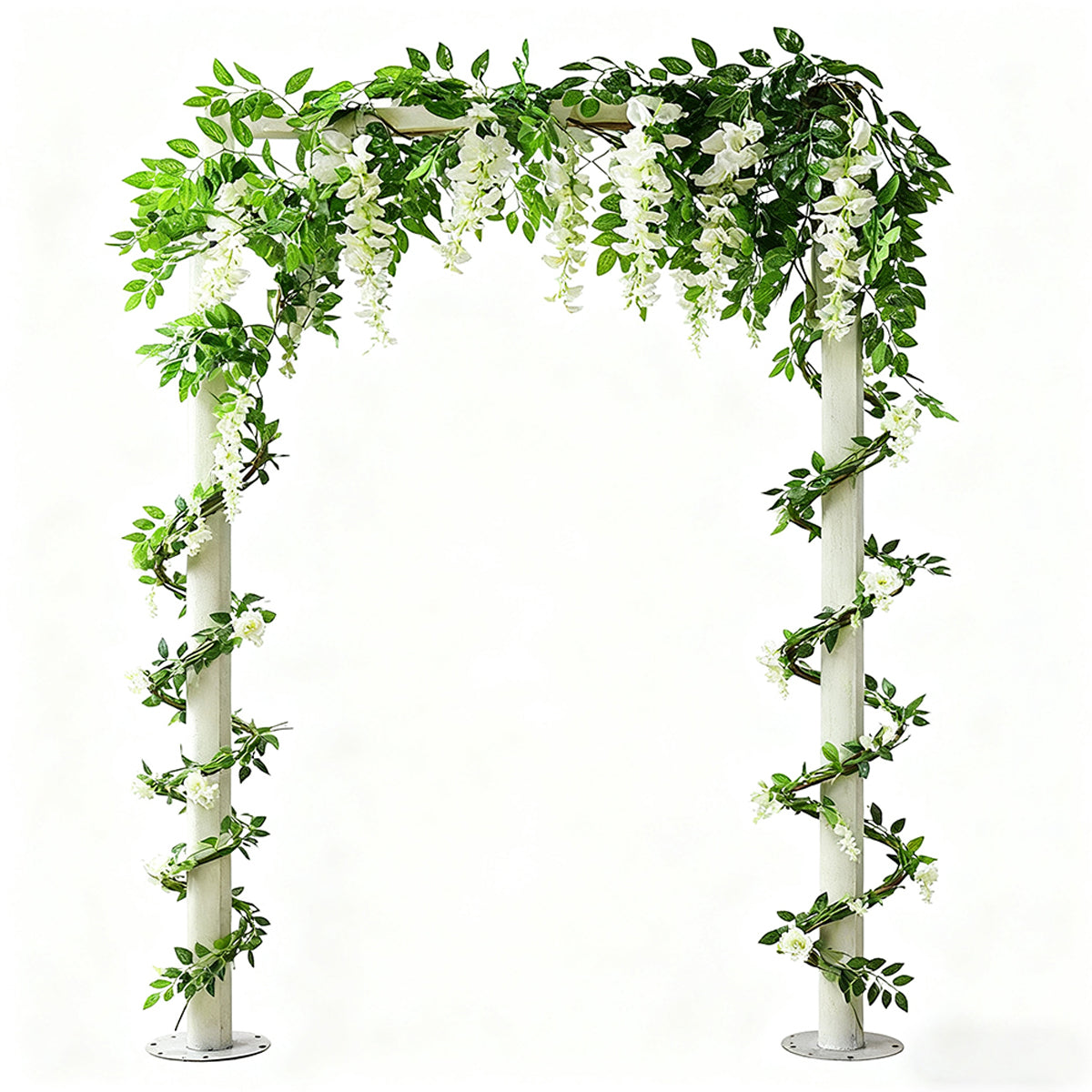 Wei's moment 2 pièces 7 ft Plantes fleuries en guirlande de liane de glycine artificielle Arts de fleurs pour cérémonie décoration de mariage à la maison (Blanc)