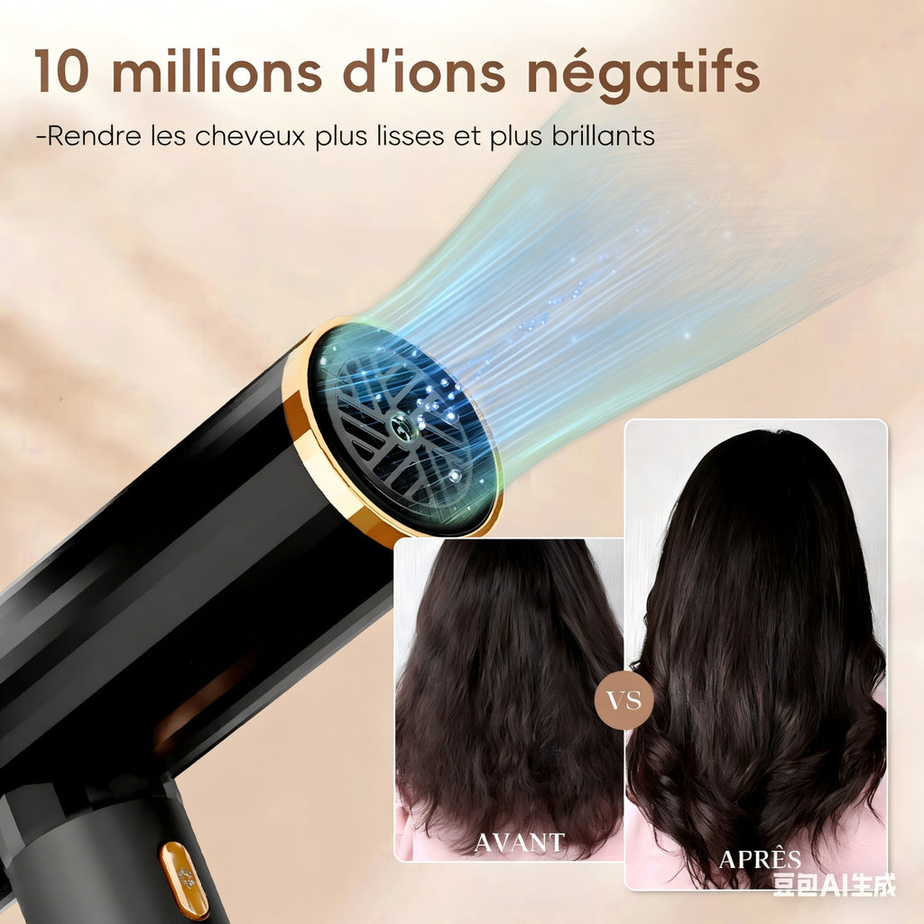 NICEBAY Sèche-cheveux ionique DW-9041 avec diffuseur pour cheveux bouclés, 1900 W, Moteur sans balais 110 000 tr/min, Peu bruyant, Léger
