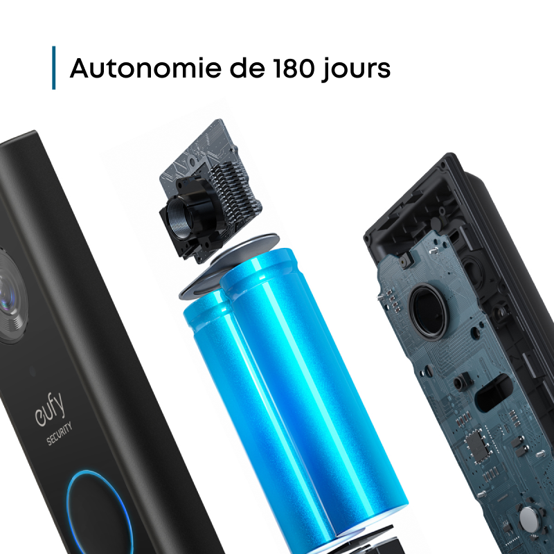 eufy Security Sonnette vidéo Doorbell S220 sans Fil (avec Batterie) avec HD 2K, aucuns Frais mensuels, AI intégrée pour la détection des Personnes, Son bidirectionnel, Installation Autonome Simple