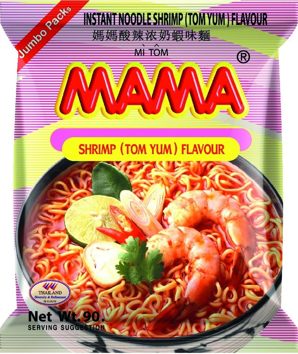 MAMA Tom Yum Nouilles instantanées saveur crevette - 90 g