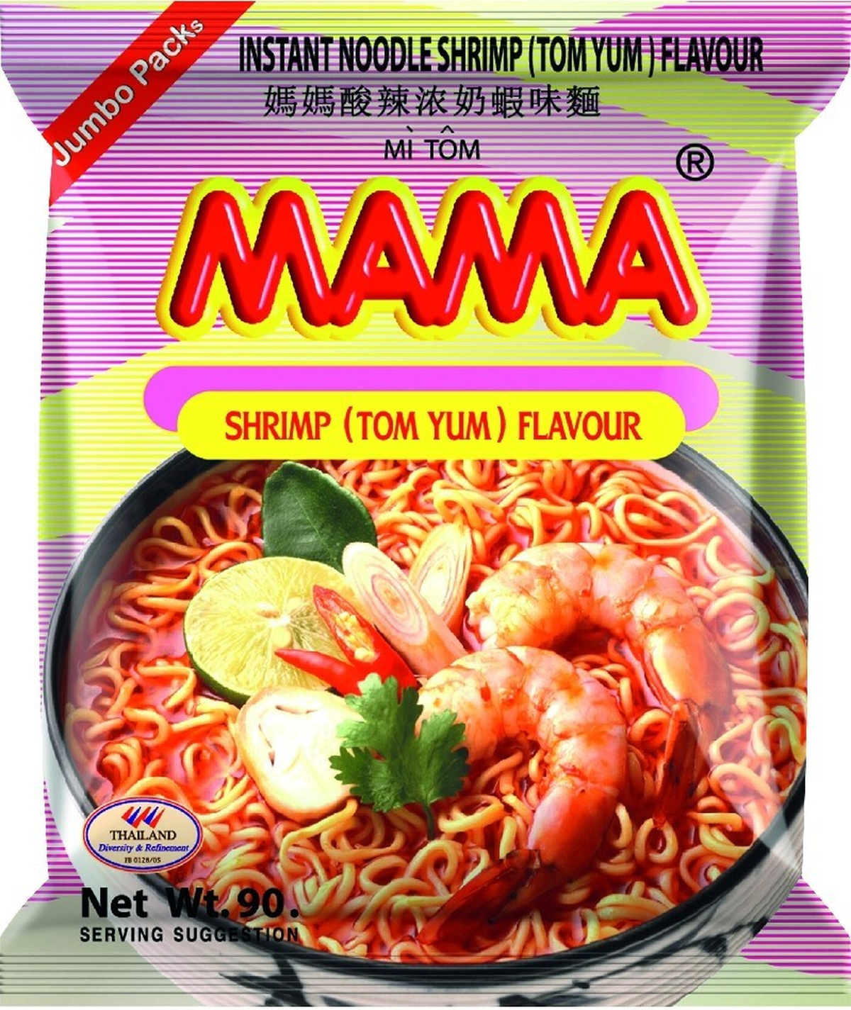 MAMA Tom Yum Nouilles instantanées saveur crevette - 90 g