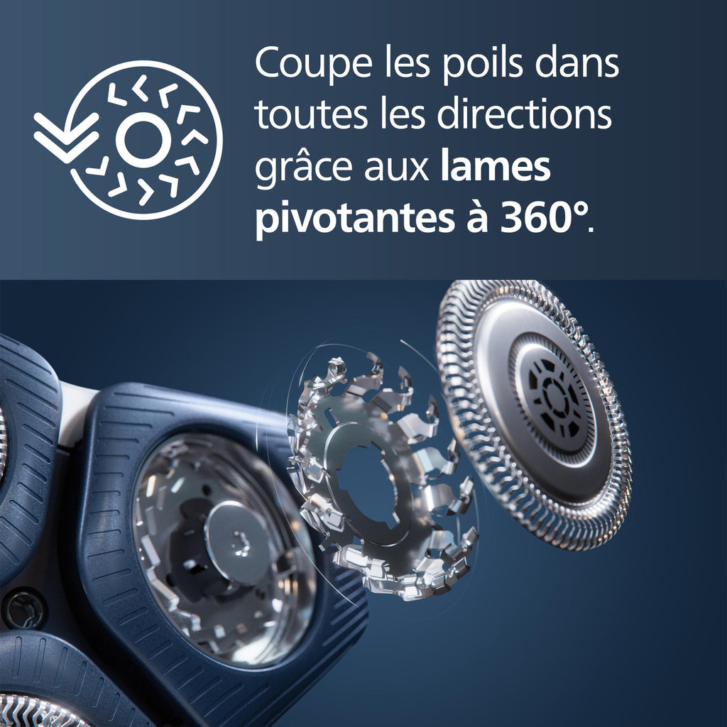 Philips Series 7000 S7887/55 Rasoir électrique avec revêtement Nano SkinGlide, lames SteelPrecision, capteur Motion Control, Quick Clean Pod, tondeuse rétractable - Bleu